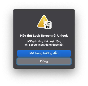 Thông báo Secure Input đang bật
