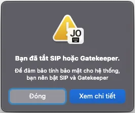 Cảnh báo SIP hoặc Gatekeeper đang tắt